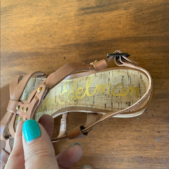 Sam Edelman Angela Leather Studded Cage Sandals 1.5” Block Heal - Picture 5 of 9